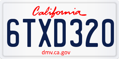 CA license plate 6TXD320