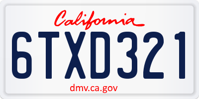CA license plate 6TXD321