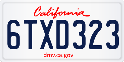 CA license plate 6TXD323