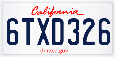 CA license plate 6TXD326
