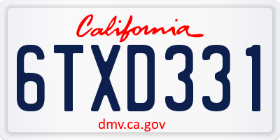 CA license plate 6TXD331