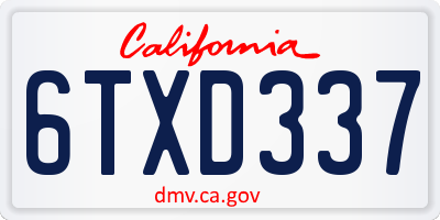 CA license plate 6TXD337