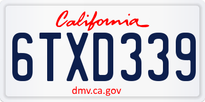 CA license plate 6TXD339
