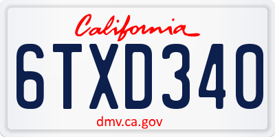 CA license plate 6TXD340