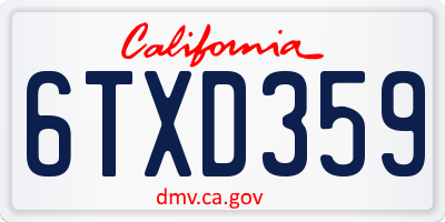 CA license plate 6TXD359