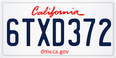 CA license plate 6TXD372