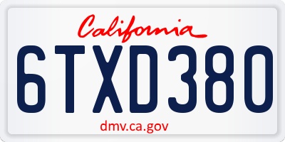 CA license plate 6TXD380
