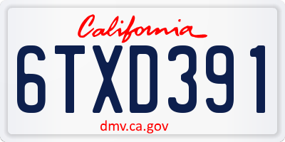 CA license plate 6TXD391