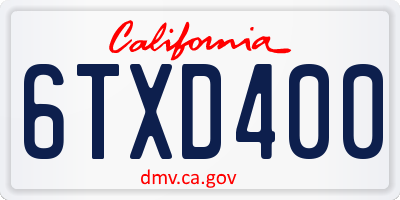 CA license plate 6TXD400