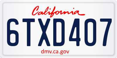 CA license plate 6TXD407
