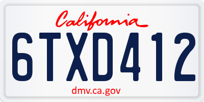 CA license plate 6TXD412