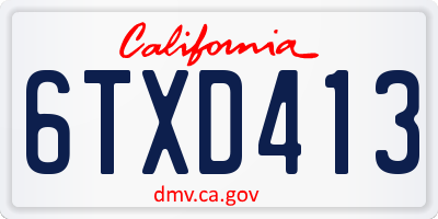 CA license plate 6TXD413
