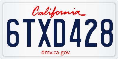 CA license plate 6TXD428