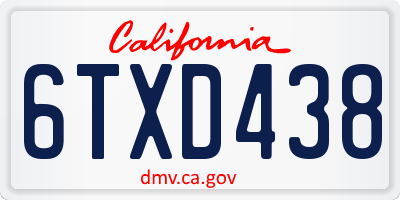 CA license plate 6TXD438