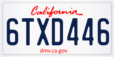 CA license plate 6TXD446