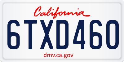 CA license plate 6TXD460