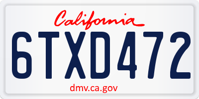 CA license plate 6TXD472