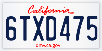 CA license plate 6TXD475
