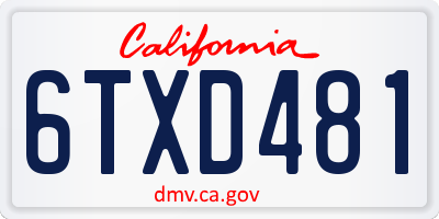 CA license plate 6TXD481