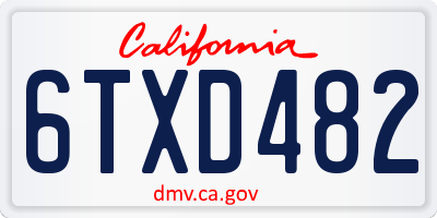 CA license plate 6TXD482