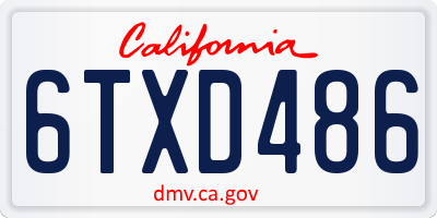 CA license plate 6TXD486