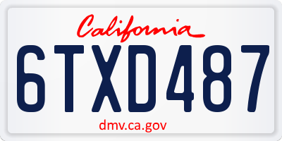 CA license plate 6TXD487