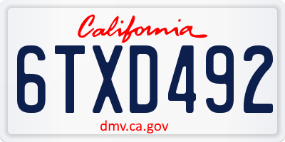 CA license plate 6TXD492