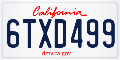 CA license plate 6TXD499