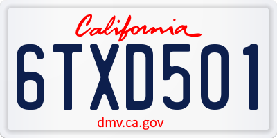 CA license plate 6TXD501