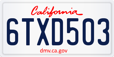 CA license plate 6TXD503