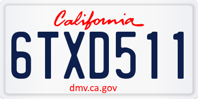 CA license plate 6TXD511