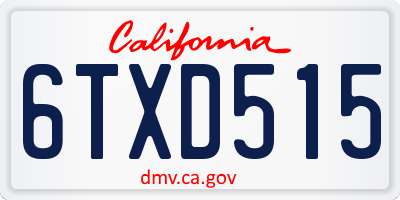 CA license plate 6TXD515