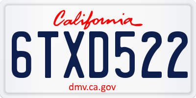 CA license plate 6TXD522