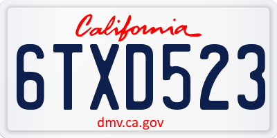 CA license plate 6TXD523