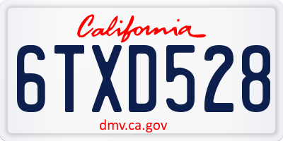CA license plate 6TXD528