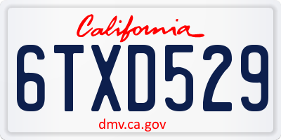 CA license plate 6TXD529