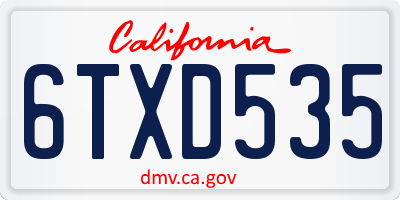 CA license plate 6TXD535