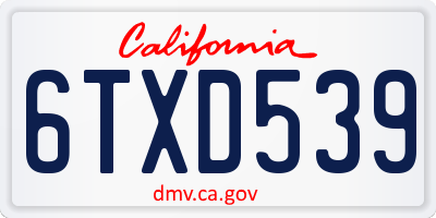CA license plate 6TXD539