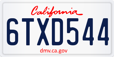 CA license plate 6TXD544