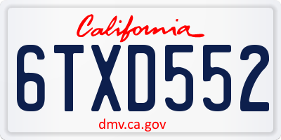 CA license plate 6TXD552