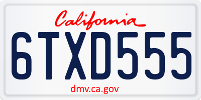 CA license plate 6TXD555