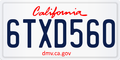 CA license plate 6TXD560