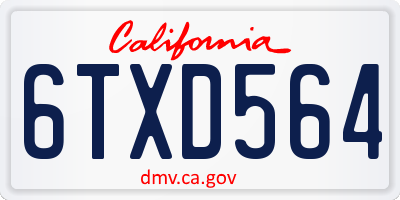 CA license plate 6TXD564