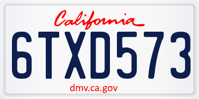 CA license plate 6TXD573