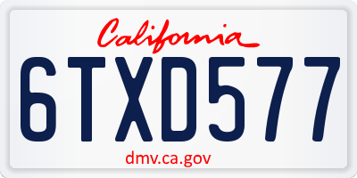 CA license plate 6TXD577