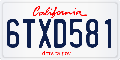 CA license plate 6TXD581