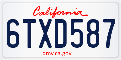 CA license plate 6TXD587