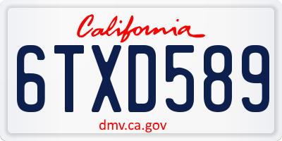 CA license plate 6TXD589