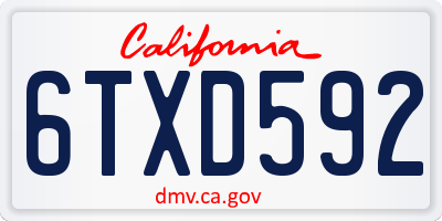 CA license plate 6TXD592