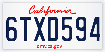 CA license plate 6TXD594